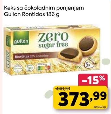 Keks sa čokoladnim punjenjem Gullon Rontidas 186 g