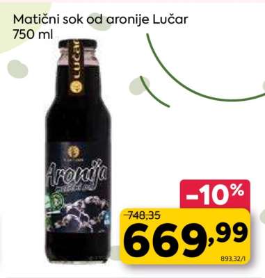 Matični sok od aronije Lučar 750 ml