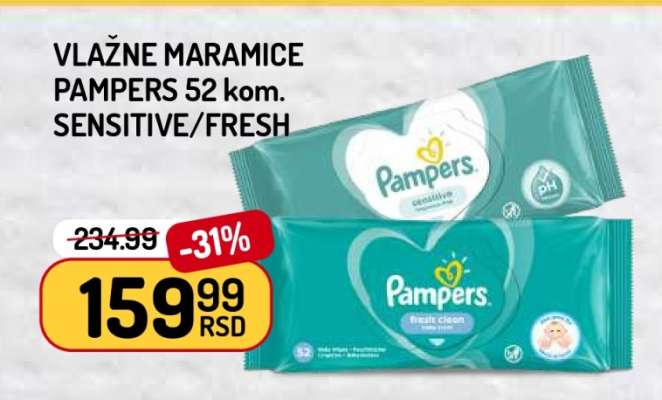 Vlažne maramice Pampers 52 kom. Sensitive/Fresh