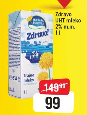 Zdravo uht mleko 2% m.m.