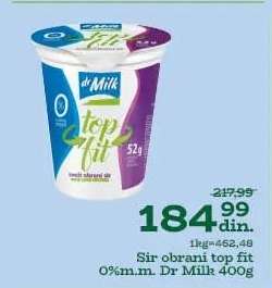 Sir obrani top fit 0% m.m. Dr Milk 400g