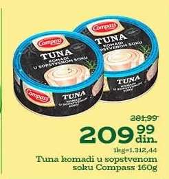 Tuna komadi u sopstvenom soku Compass 160g