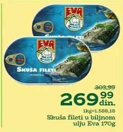 Skuša fileti u biljnom ulju Eva 170g