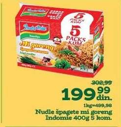 Nudle špagete Mi goreng Indomie 400g 5 kom.