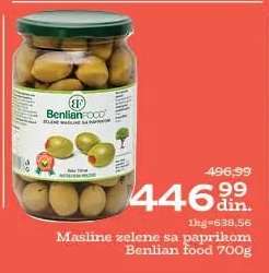 Masline zelene sa paprikom Benlian food 700g