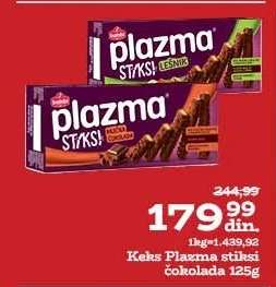 Keks Plazma štiksi čokolada 125g