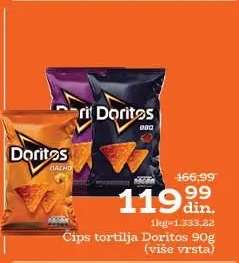 Čips tortilja Doritos 90g