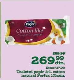 Toaletni papir 3sl. Cotton natural Perfex 10kom