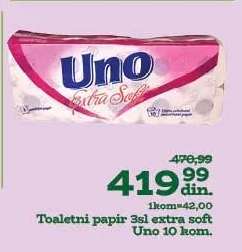 Toaletni papir 3sl extra soft Uno 10 kom.