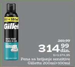 Pena za brijanje sensitive Gillette 200ml+100ml