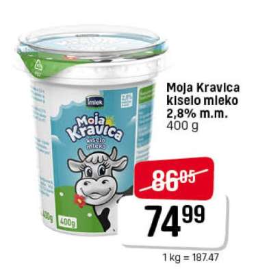 MOJA KRAVICA KISELO MLEKO 2.8 % m.m.