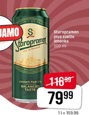 Staropramen pivo svetlo limenka