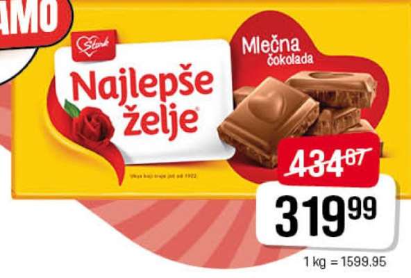 NAJLEPŠE ŽELJE MLEČNA ČOKOLADA