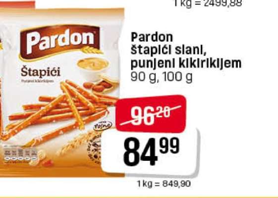 Pardon štapići slani, punjeni kikirikijem