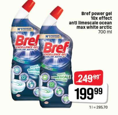 Bref power gel 10x effect anti limescale ocean max white arctic 700 ml