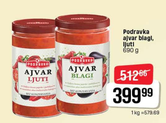 Podravka ajvar blagi, ljuti