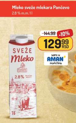 Mleko sveže mlekara Pančevo