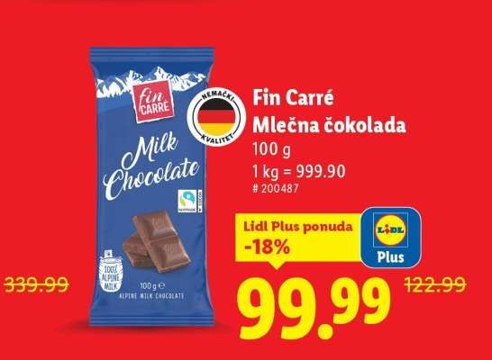 Fin Carré Mlečna čokolada