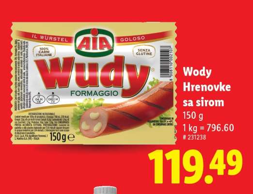 Wudy hrenovke sa sirom