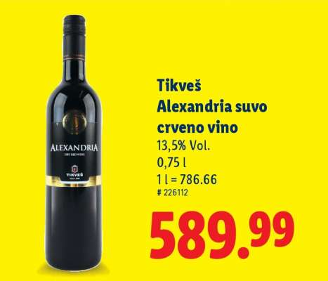 Tikveš Alexandria suvo crveno vino