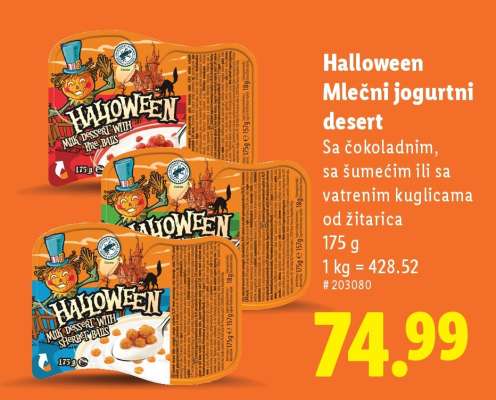 Halloween Mlečni jogurtni desert
