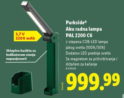 Parkside Aku radna lampa PAL 2200 C6