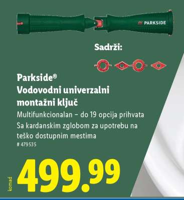 Parkside Vodovodni univerzalni montažni ključ