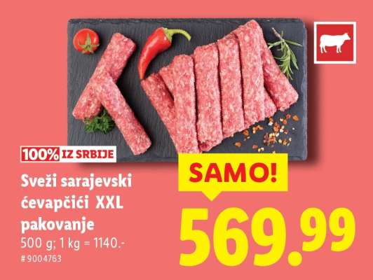 Sveži sarajevski čevapčiči XXL pakovanje