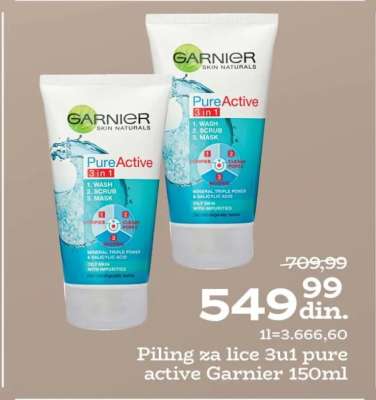 Piling za lice 3u1 pure active Garnier 150ml
