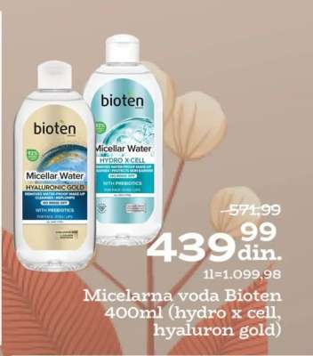 Micelarna voda Bioten 400ml (hydro x cell, hyaluron gold)