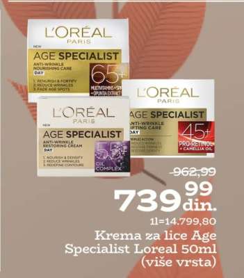Krema za lice Age Specialist Loreal 50ml