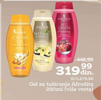 Gel za tuširanje Afrodita 250ml (više vrsta)