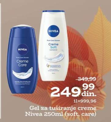 Gel za tuširanje creme Nivea 250ml (soft, care)