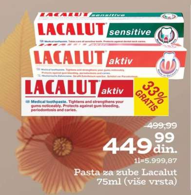 Pasta za zube Lacalut 75ml (više vrsta)