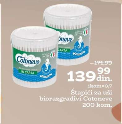 Štapići za uši biorazgradivi Cotoneve 200 kom.