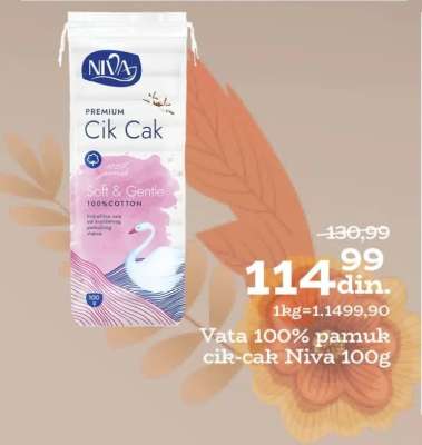 Vata 100% pamuk cik-cak Niva 100g