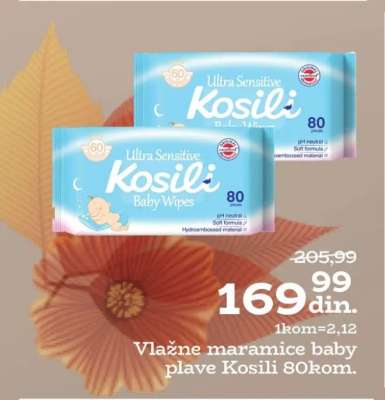 Vlažne maramice baby plave Kosili 80kom.
