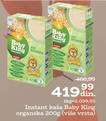 Instant kaša Baby King organska 200g (više vrsta)