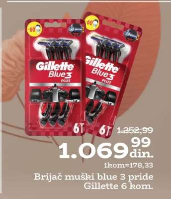 Brijač muški blue 3 pride Gillette 6 kom.