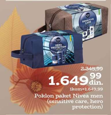 Poklon paket Nivea men (sensitive care, hero protection)