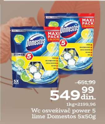 WC osvěživač power 5 lime Domestos 5x50g
