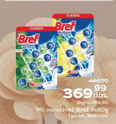 Wc osveživač Bref 3x50g (pine, lemon)