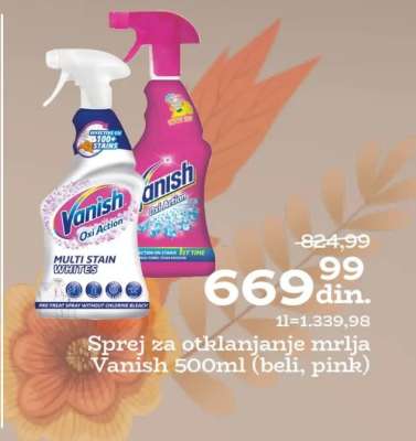 Sprej za otklanjanje mrlja Vanish 500ml (beli, pink)