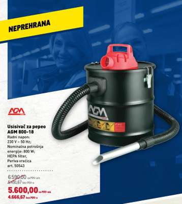 Usisivač za pepeo AGM 800-18