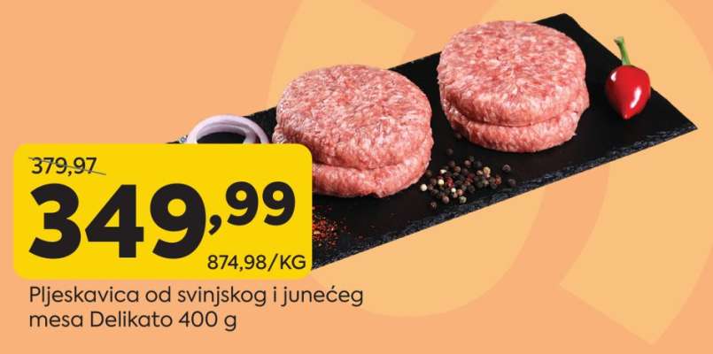 Pljeskavica od svinjskog i junećeg mesa Delikato 400 g