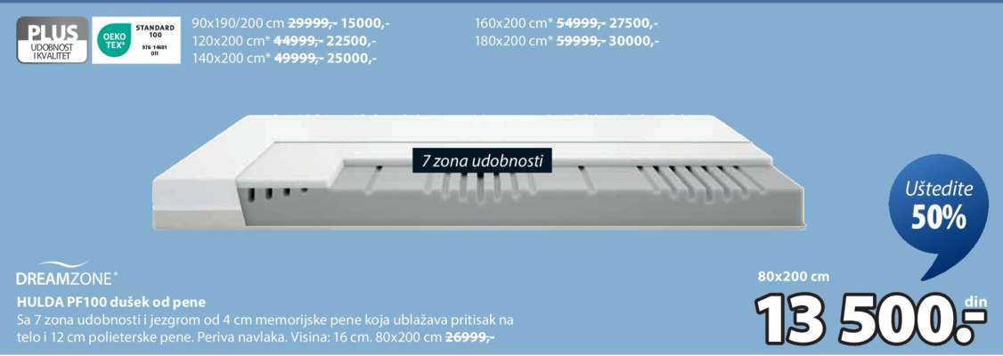 DREAMZONE HULDA PF100 DUŠEK OD PENE