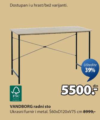VANDBORG RADNI STO