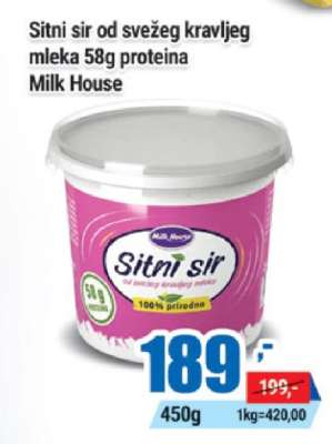 Sitni sir od svežeg kravljeg mleka 58g proteina Milk House