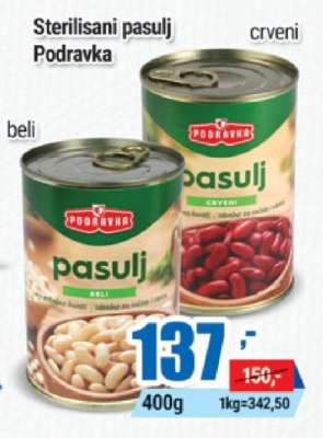 Sterilisani pasulj Podravka
