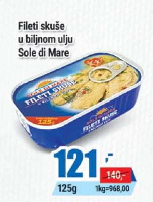 Fileti skuše u biljnom ulju Sole di Mare